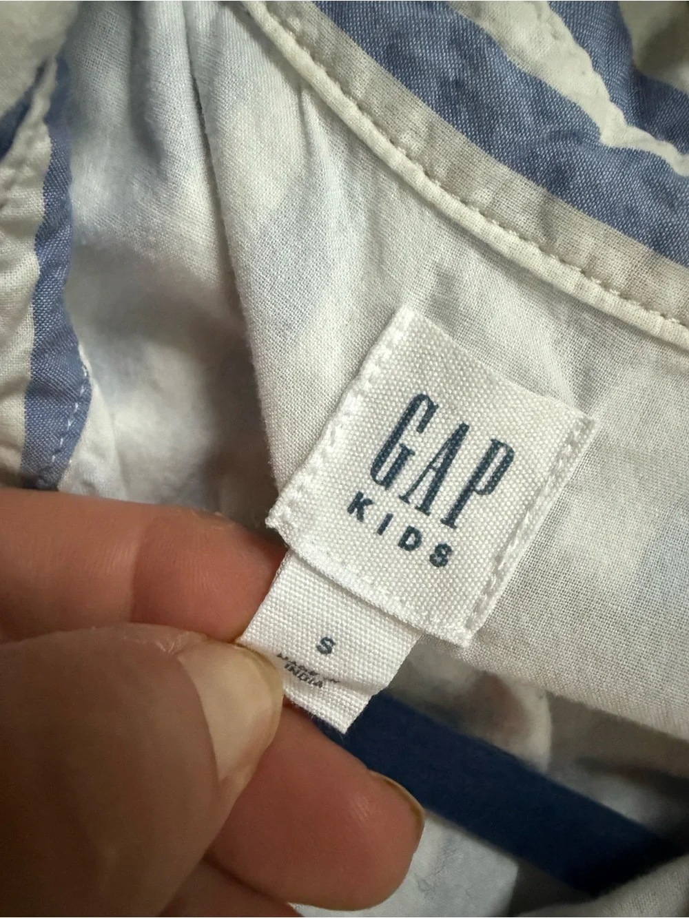 GAP Kids Blue & White Striped Tiered Button-Down Dress Size Small 5-6